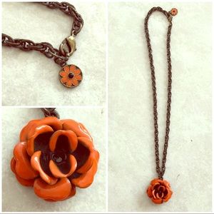 Ollipop handmade Orange Rose Gypsy Necklace RARE